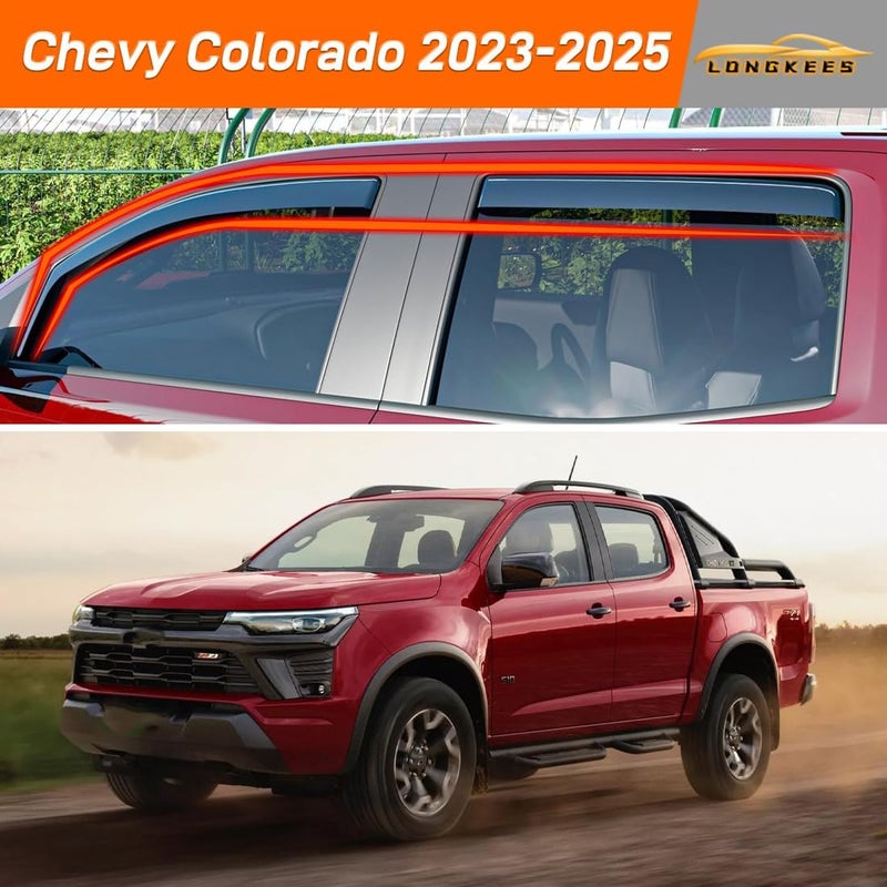 LONGKEES in-Channel Window Visors Rain Guards FIT (2023-2025) – 4-Piece in-Channel Dark-Smoke Polycarbonate Vent Deflectors - Image 2